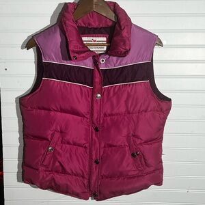 Vintage Y2K Aeropostale Color Block Down Fill Puffer Vest Jacket Womens Size L